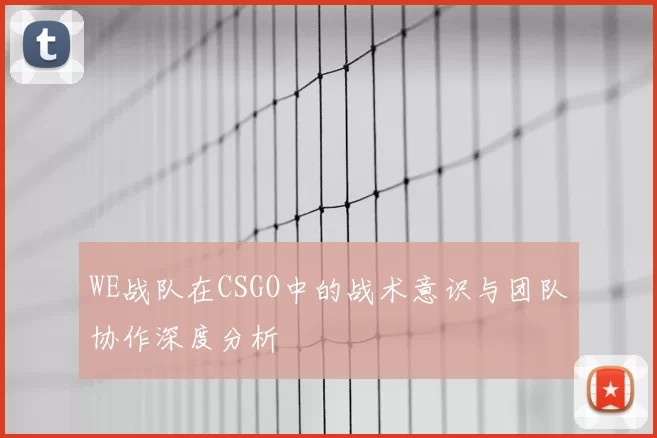 WE战队在CSGO中的战术意识与团队协作深度分析